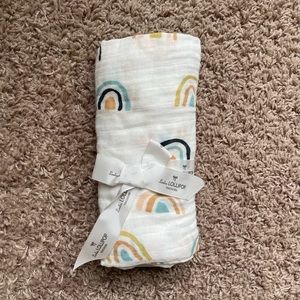 Loulou Lollipop Neutral Rainbow Swaddle Blanket